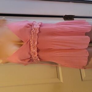 Geri C. Elegant Pleated Pink Lace Top with Sequin Details Size Large
